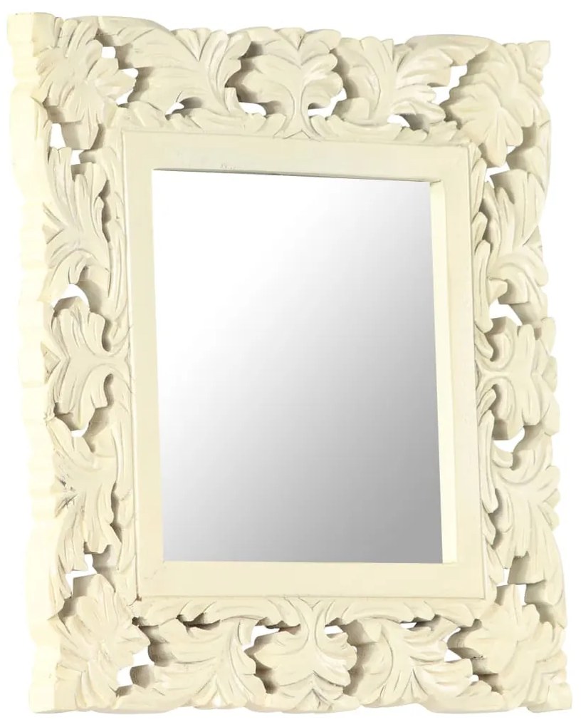 Espelho esculpido à mão 50x50 cm mangueira maciça branco