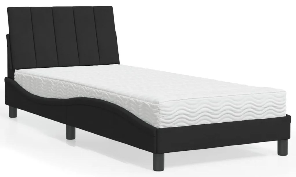 Cama com colchão 90x190 cm veludo preto