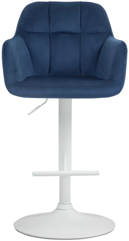 Banco de bar Natoma em veludo com estrutura branca 97-118 x 57 x 59 cm Azul