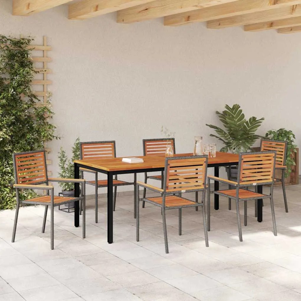 Conjunto de Jantar para Jardim Conjunto de 4 Cinza, Castanho