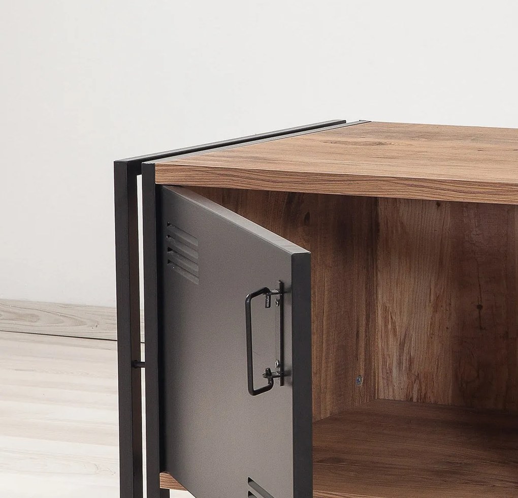 Conjunto de Mobiliário de Sala Cosmo – Pinho Atlântico Preto – Console