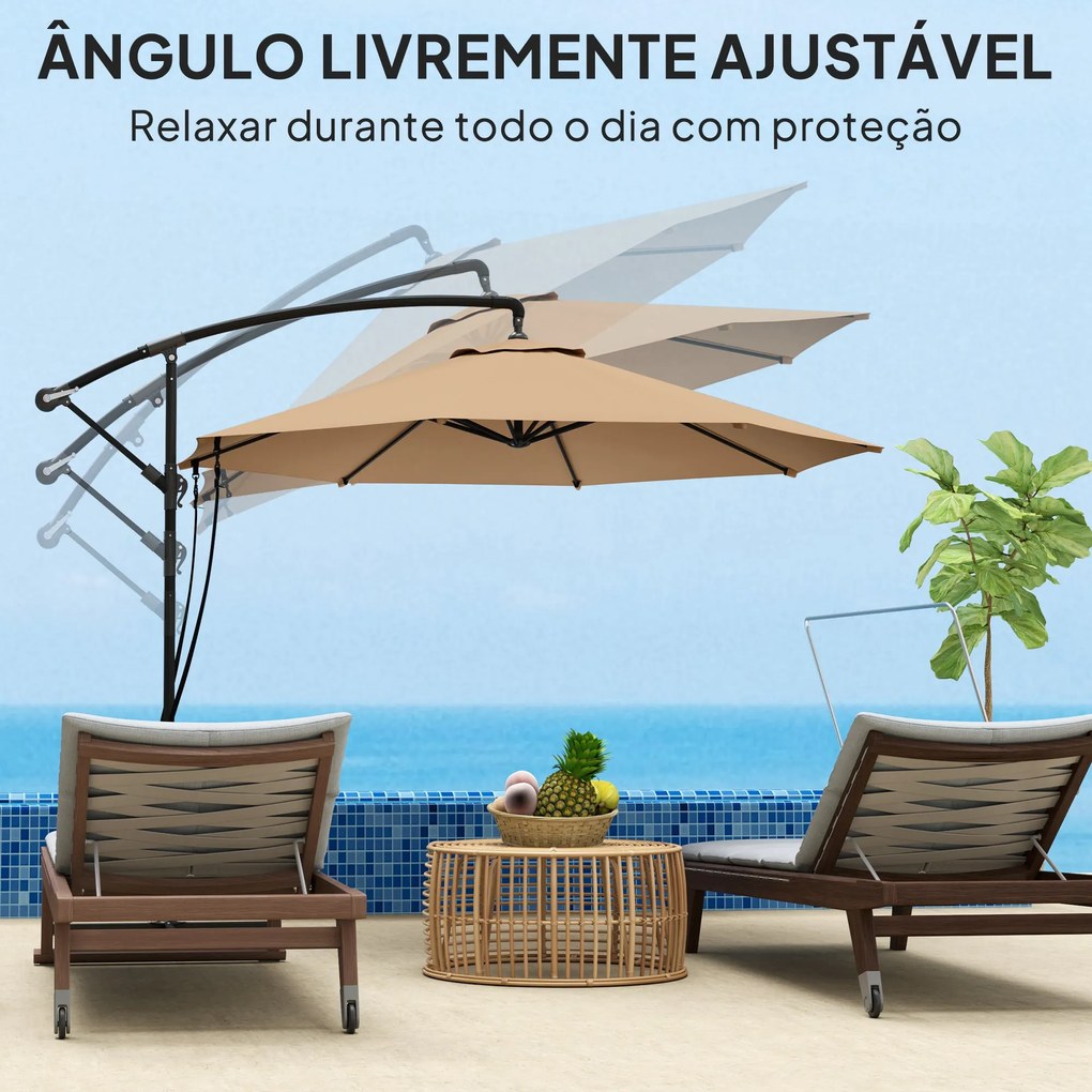Chapéu de Sol Excêntrico Ø 290 cm Chapéu de Sol de Jardim com Base Cru