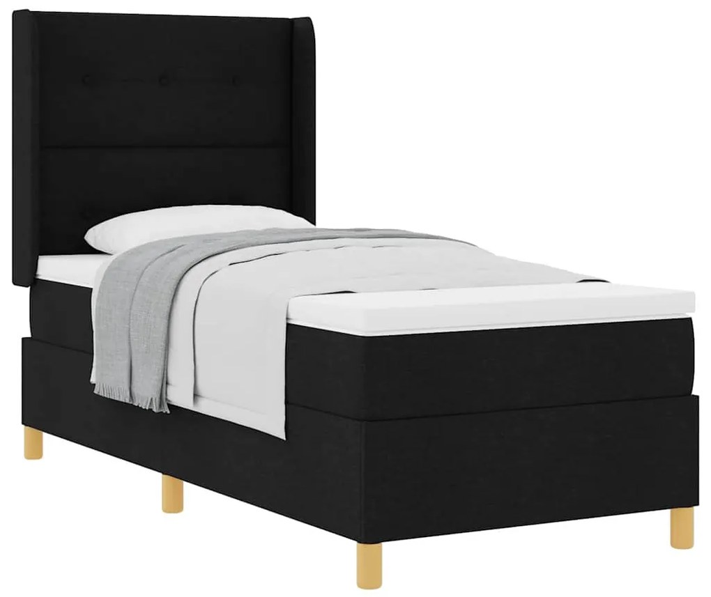 Cama Box com Colchão Preto 80x200 cm em Tecido