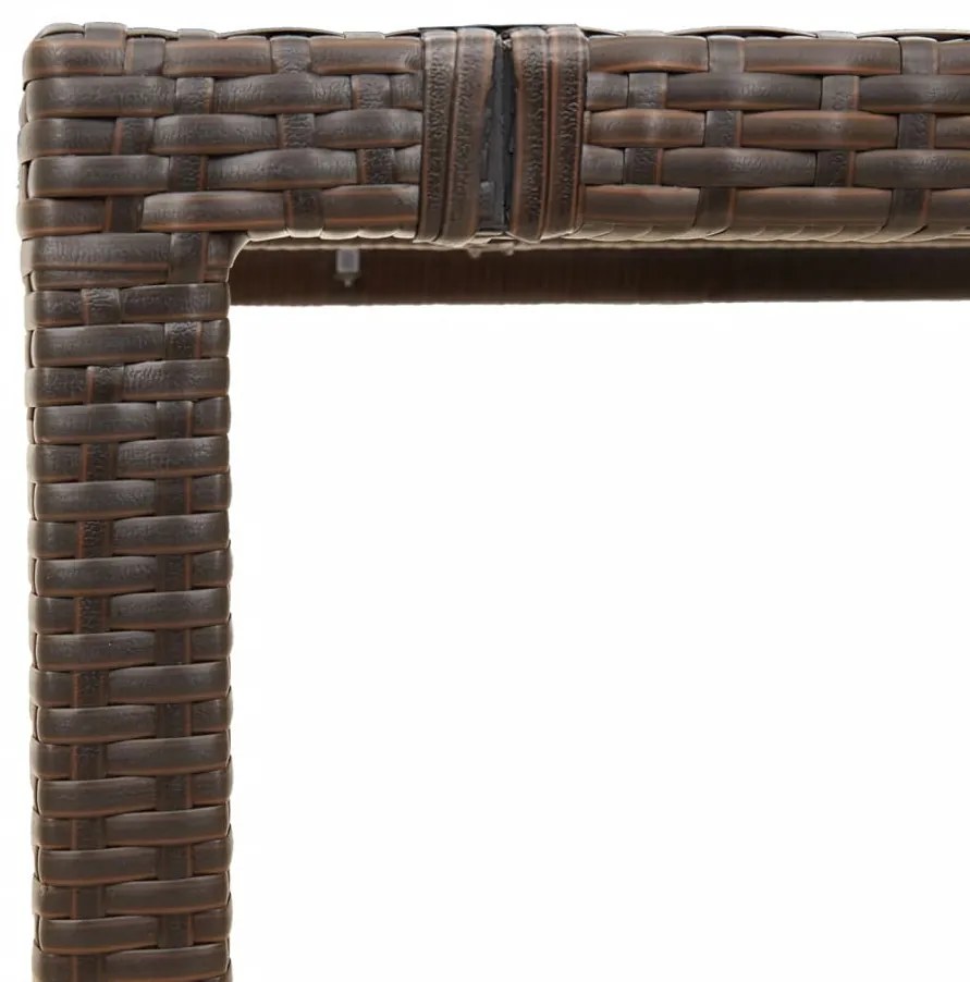 Mesa de jardim com tampo de vidro 150x90x75 cm vime PE castanho