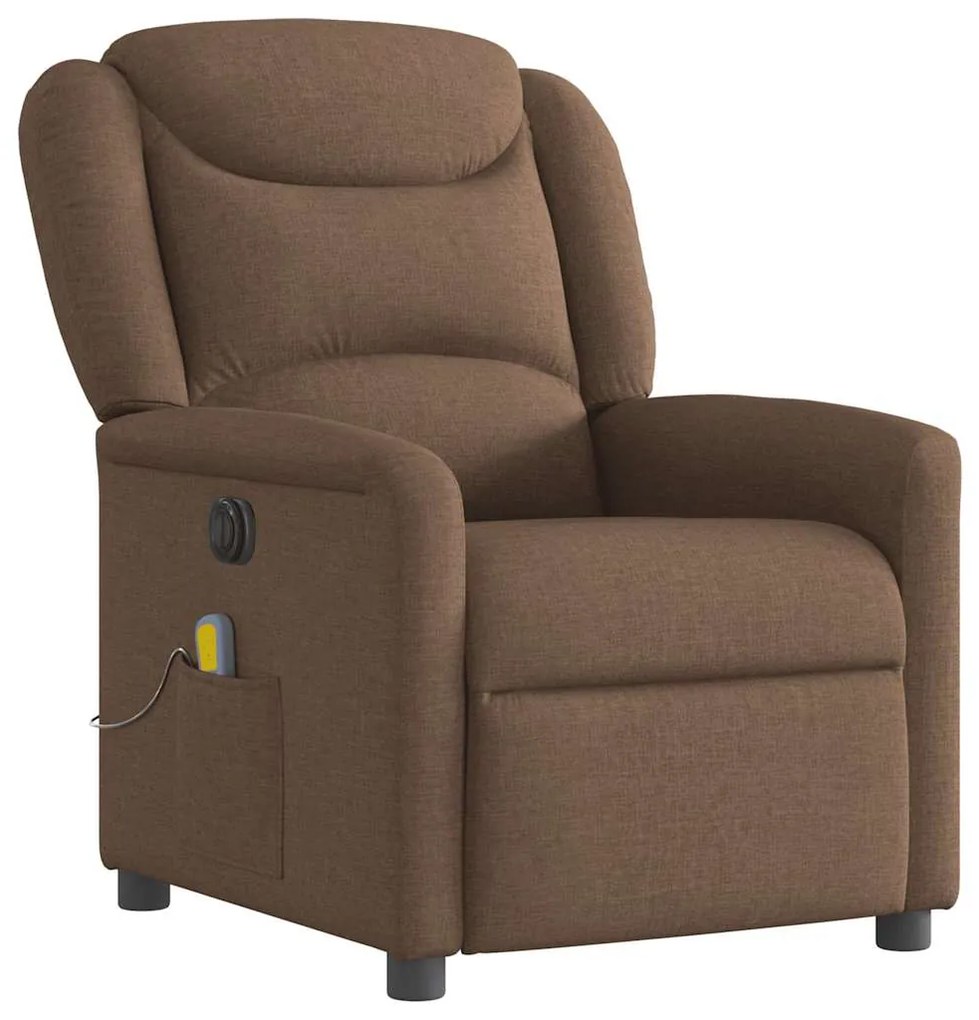 Poltrona de massagens reclinável elétrica tecido castanho