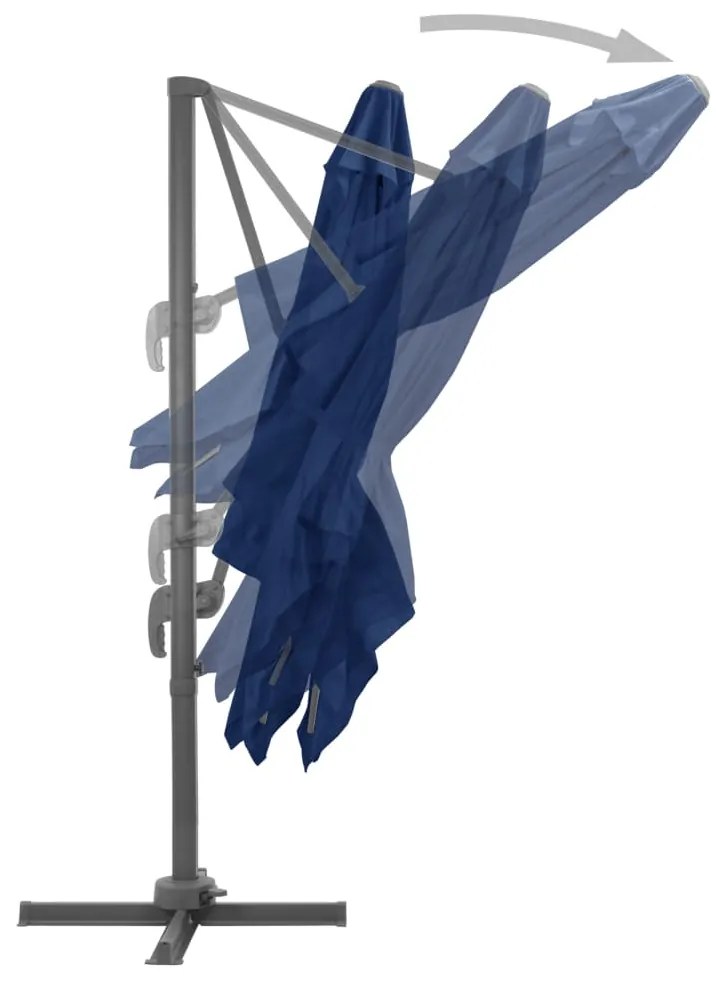 Guarda-sol jardim cantilever c/ poste alumínio 3x3 m azul ciano