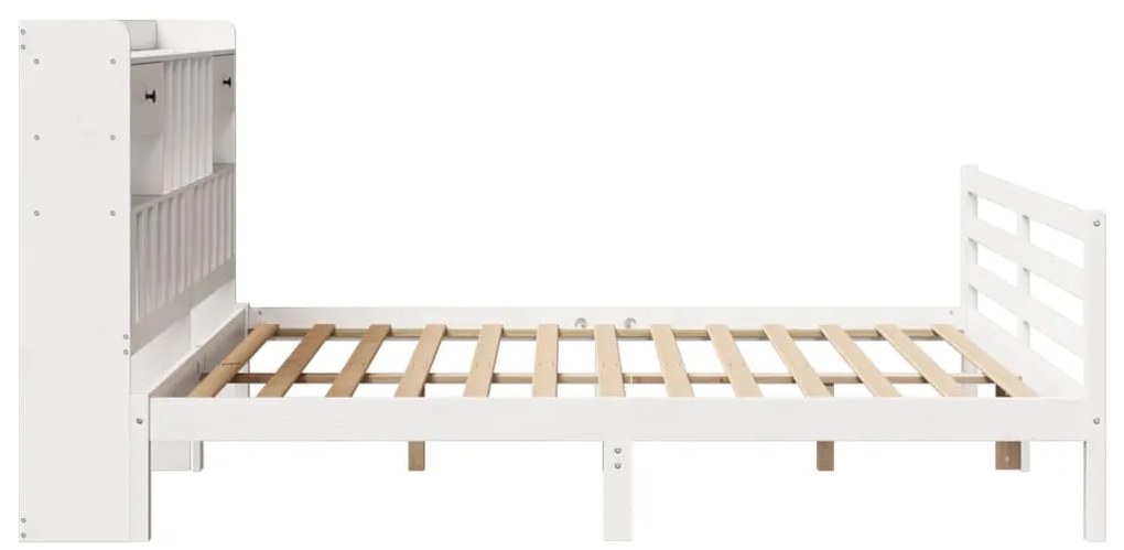 Cama com estante sem colchão 200x200 cm pinho maciço branco