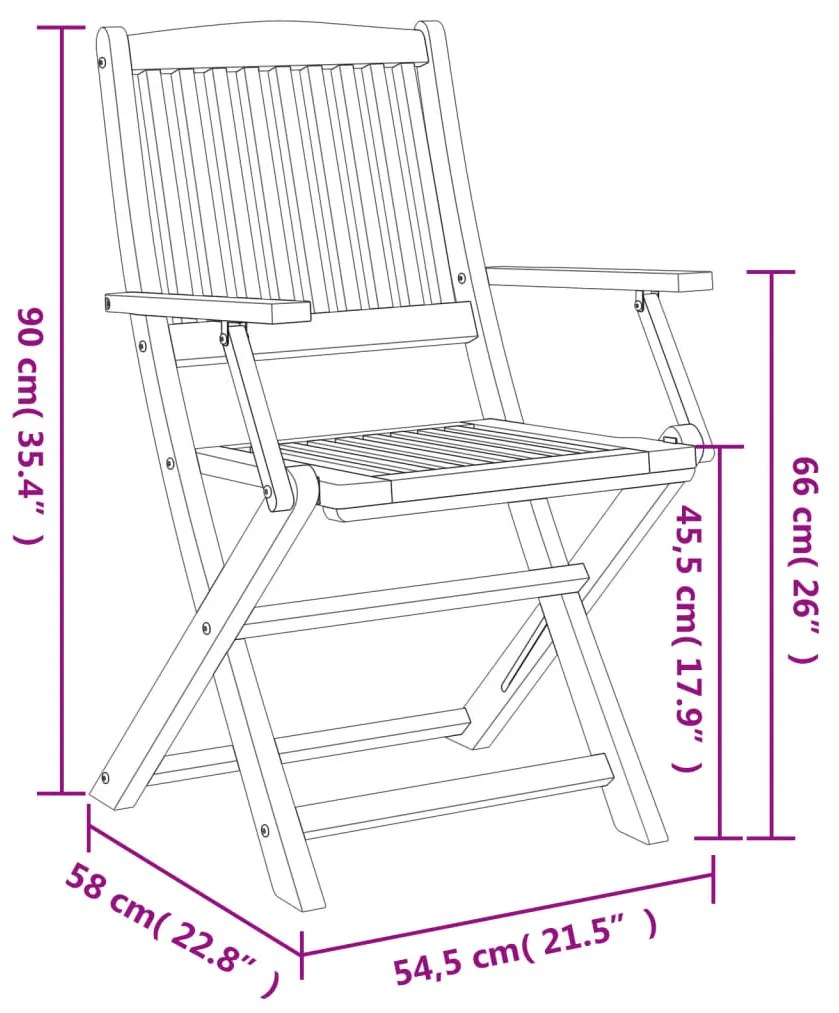 Cadeiras jardim dobráveis 4 pcs 57,5x54,5x90 cm acácia maciça