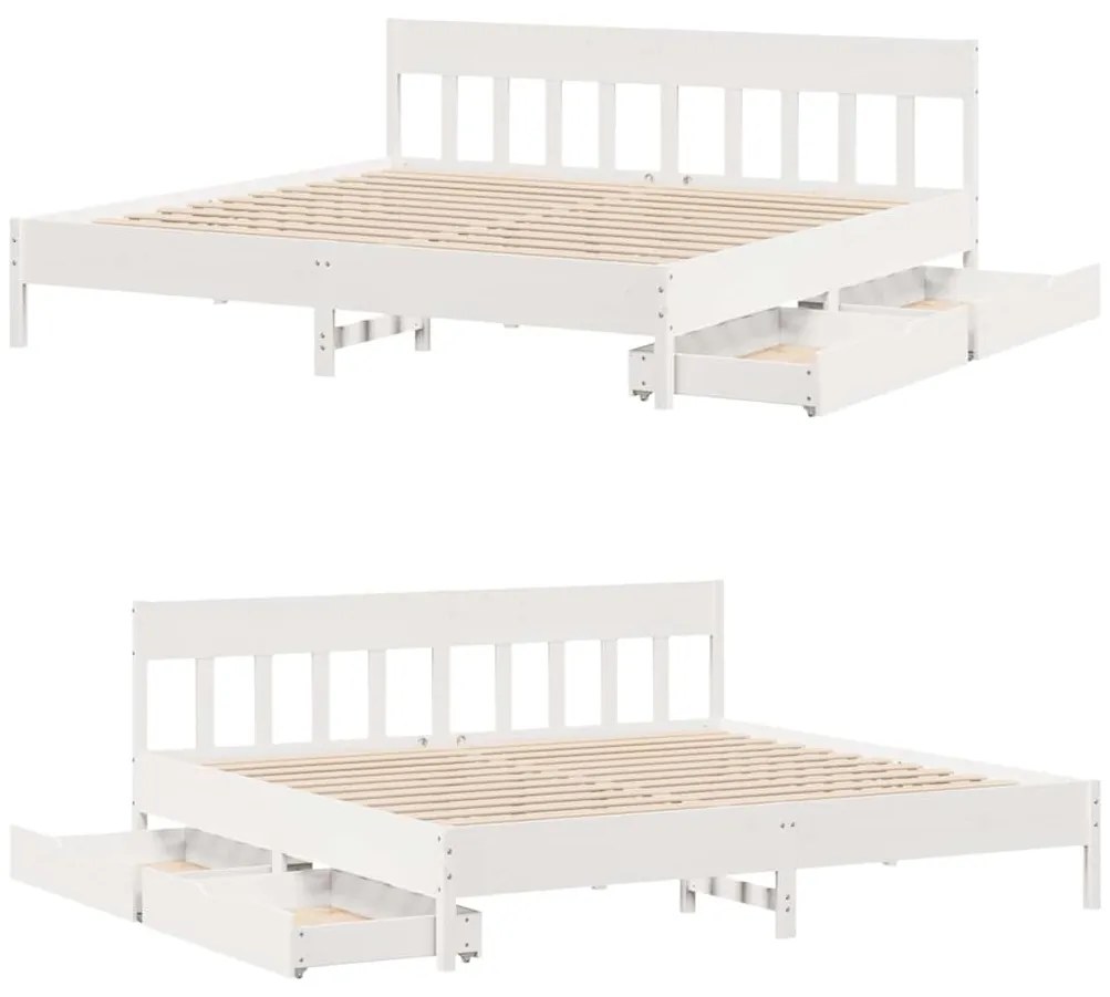 Cama sem colchão 180x200 cm madeira de pinho maciça branco