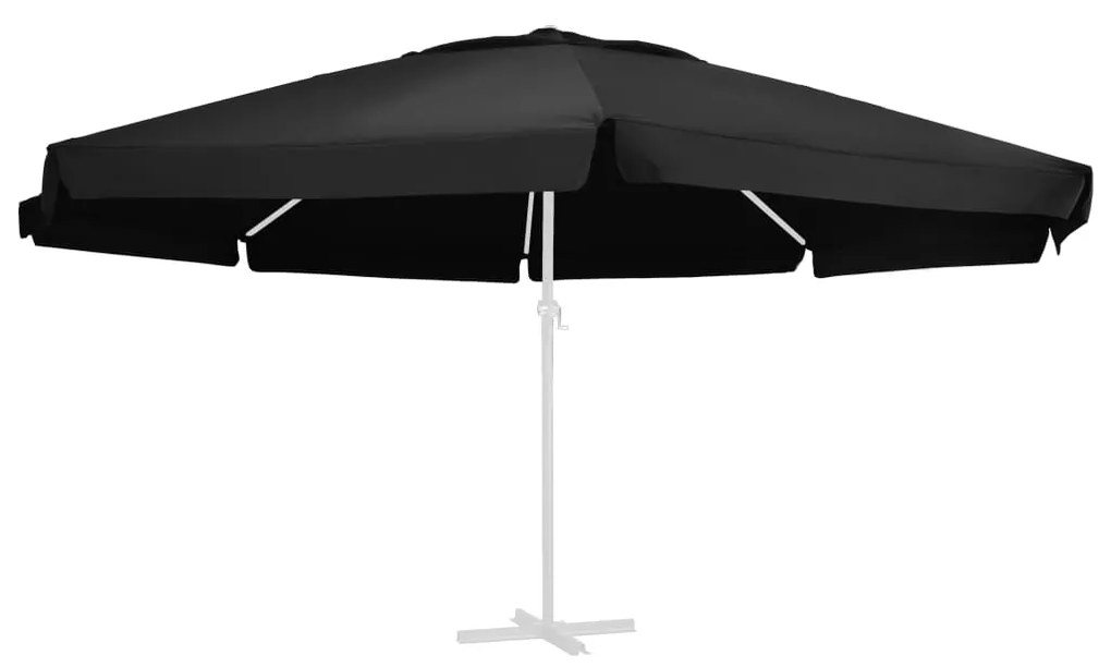 312552 vidaXL Tecido de substituição p/ guarda-sol exterior 600 cm preto