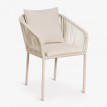 Pack De 2 Cadeiras De Jardim Com Apoios De Braços Em Corda Trançada Arhiza Classic Tapioca Bege - Sklum