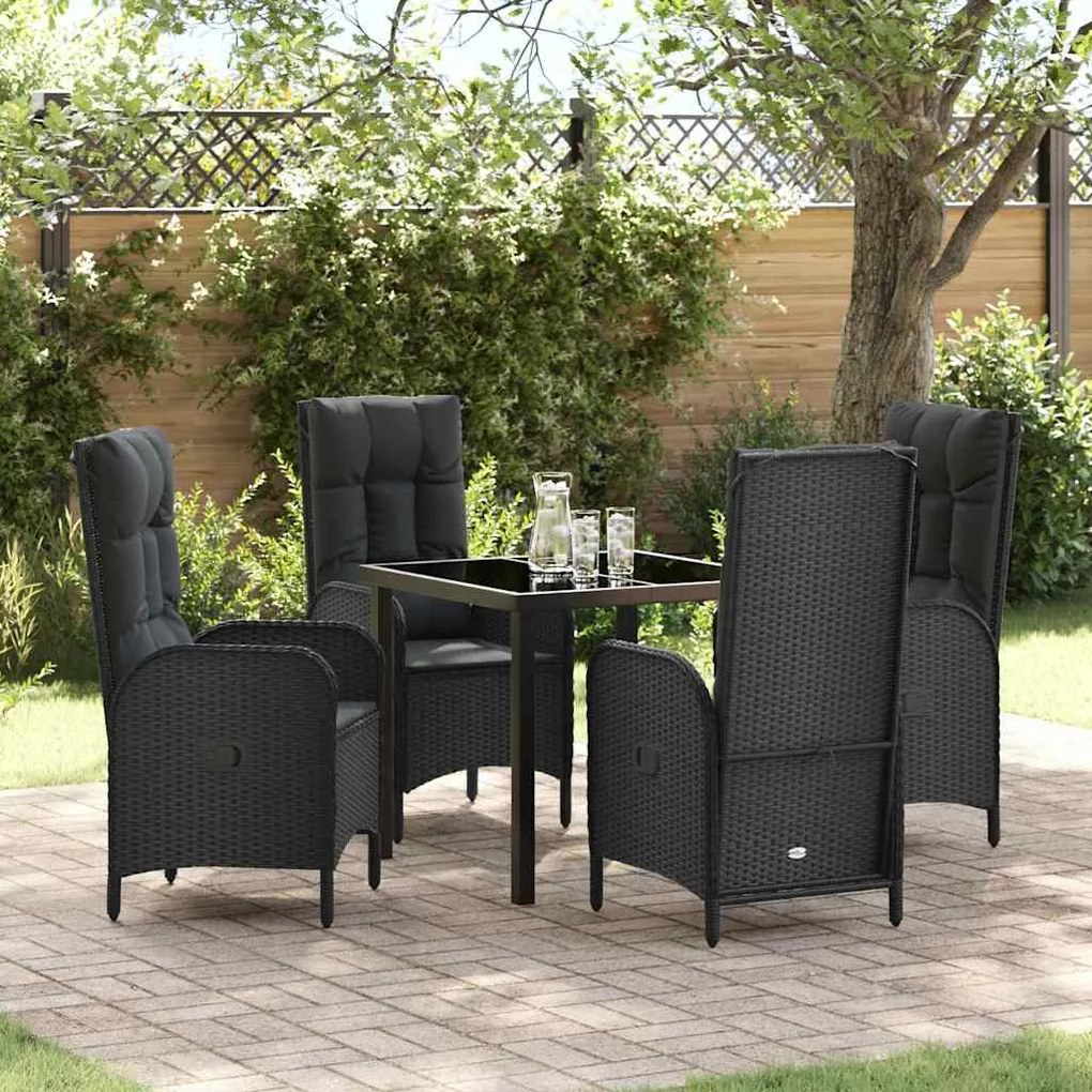 vidaXL Conjunto de Jantar para Jardim 5 Peças em Rattan Sintético Preto