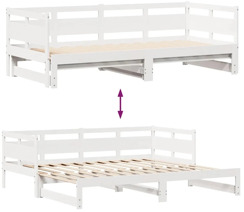 Sofá-cama com gavetão e gavetas sem colchão 90x200 cm branco