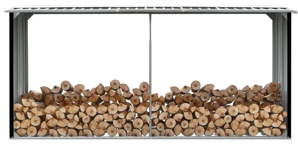 47088 vidaXL Abrigo jardim p/ arrumação troncos aço 330x92x153cm antracite