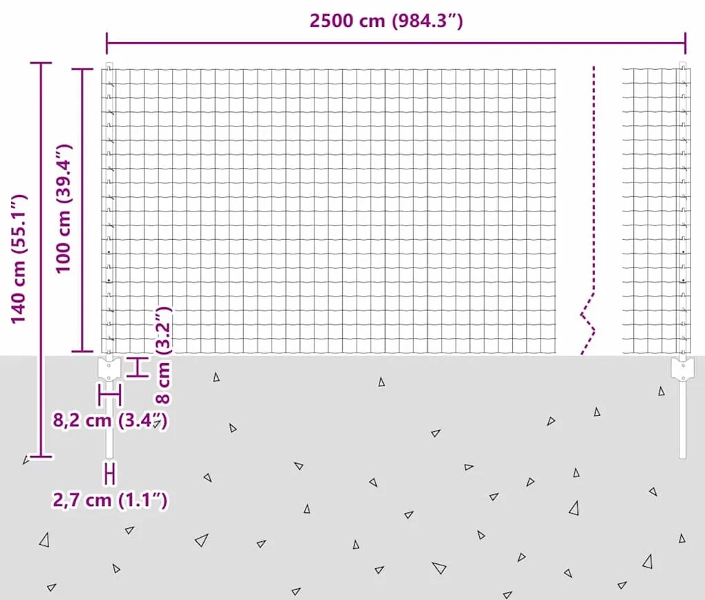 Cerca Euro com 11 Postes U Verde 1x25 m Aço