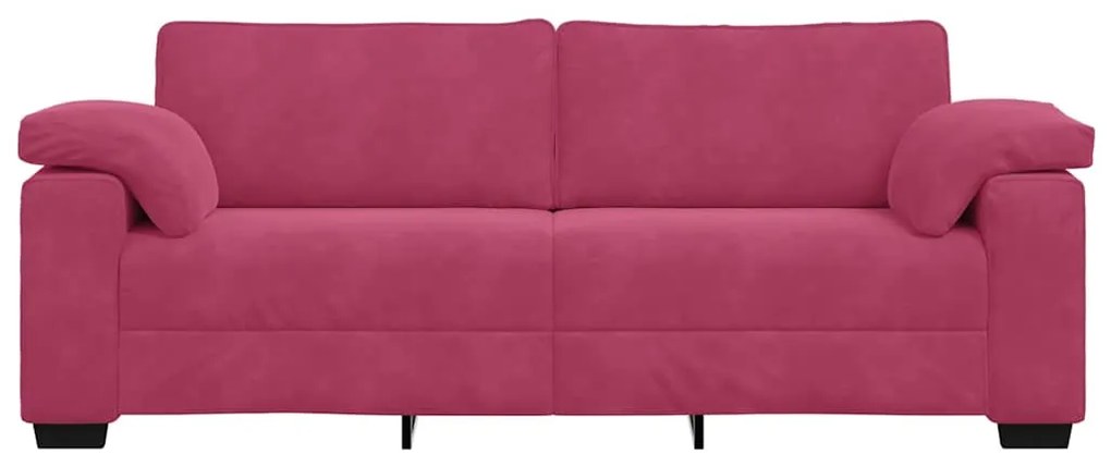 Sofá de 3 lugares veludo 178 cm vermelho tinto