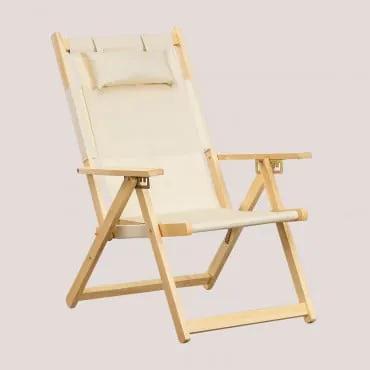 Cadeira de jardim dobrável em madeira Cleita Crema Linho - Sklum