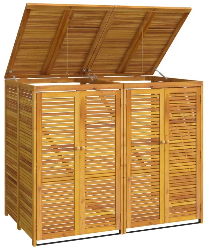 Abrigo duplo p/ caixote do lixo 140x89x117 cm acácia maciça