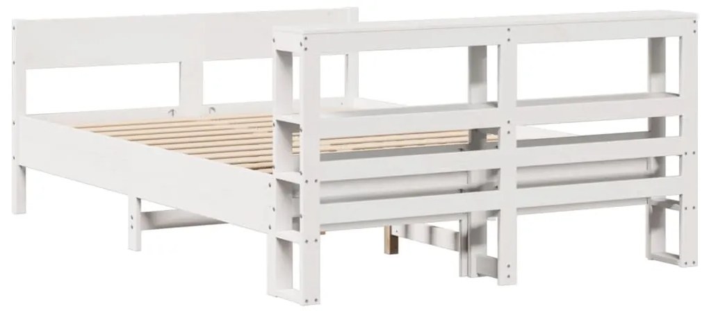 Cama sem colchão 140x200 cm madeira de pinho maciça branco