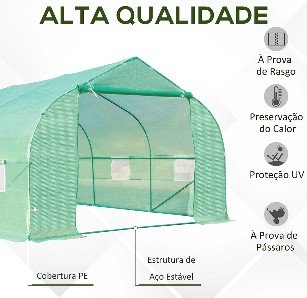 Estufa Tipo Túnel de Jardim 600x300x200cm para Cultivo de Plantas Verd