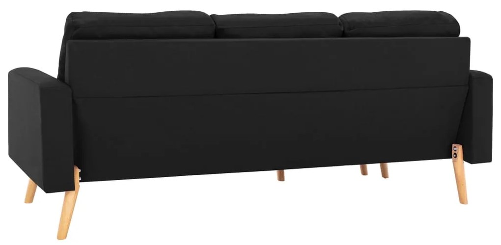 Sofá Ginger Chaise Longue -  Cor Preto - De 3 Lugares - Tecido Suave a