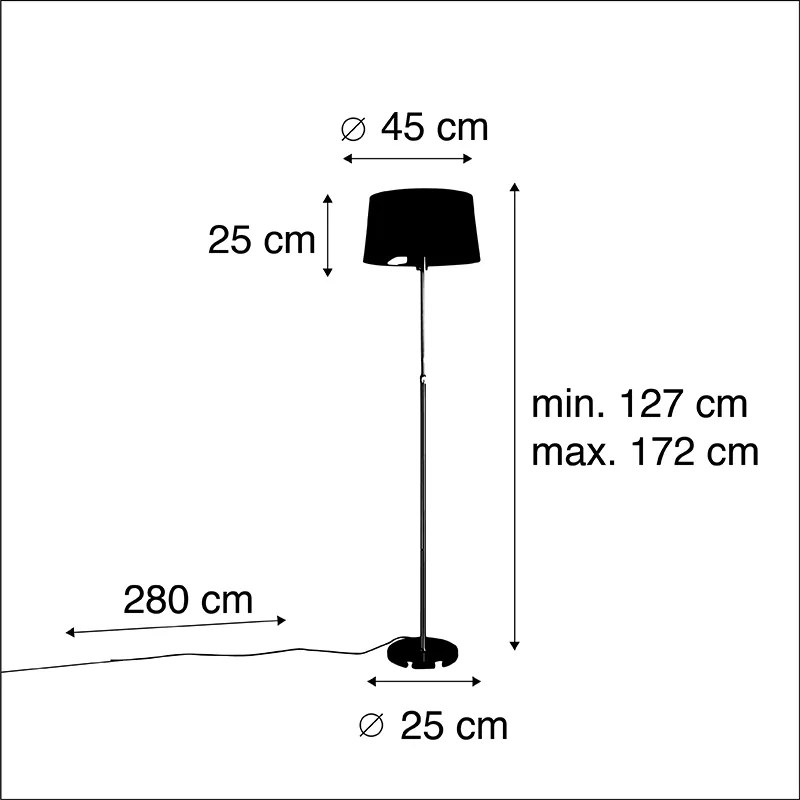 Candeeiro de pé dourado/latão com abajur preto 45 cm ajustável - Parte