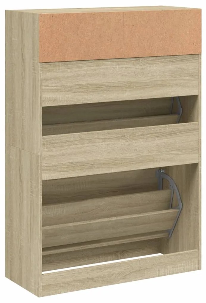 Sapateira c/ 2 gavetas articuladas 80x34x116 cm carvalho sonoma
