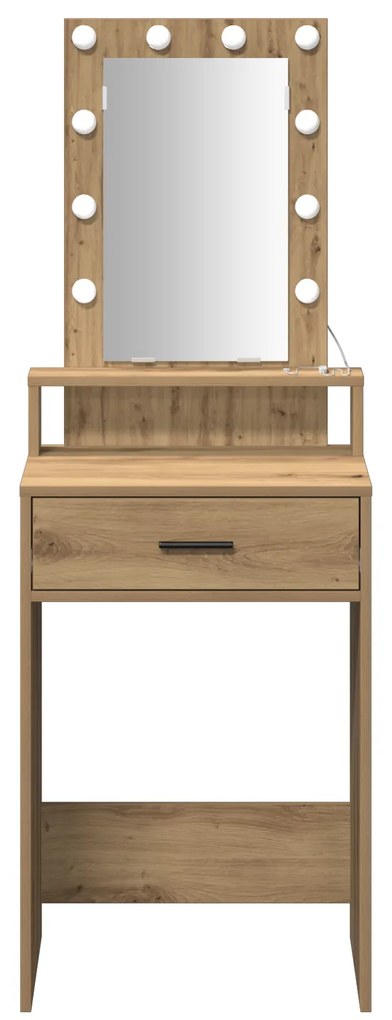 Mesa de Maquiagem vidaXL com Luzes LED Carvalho Artisan 50x41x140 cm