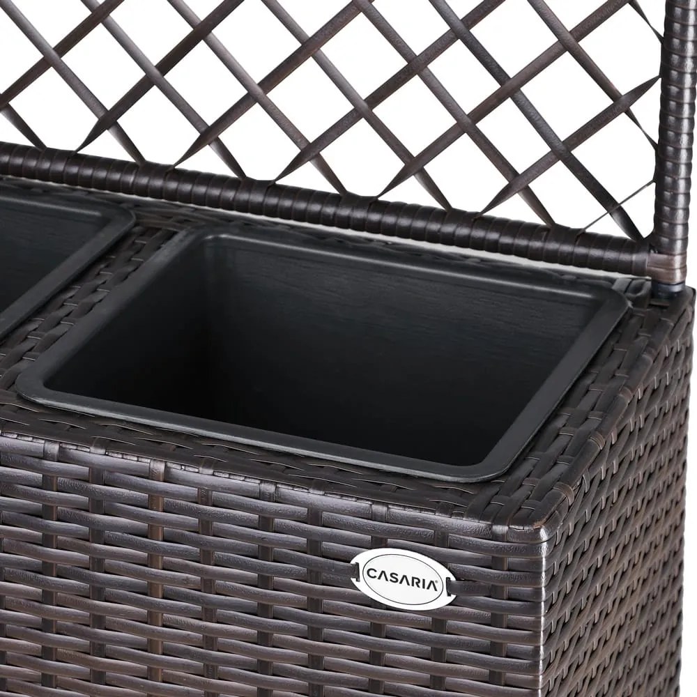 Floreira Polyrattan com treliça 146 x 83 x 30,5 cm Castanha