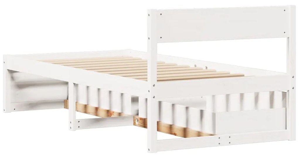 Estrutura de cama com gavetas 90x190 cm pinho maciço branco