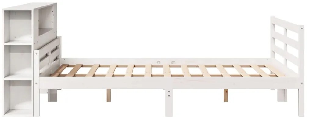 Cama com estante sem colchão 140x200 cm pinho maciço branco