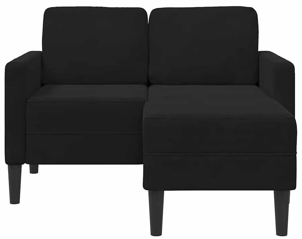 Sofá 2 lugares com Chaise em L 125 cm veludo preto