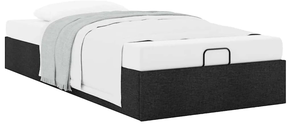 Estrutura de cama otomana sem colchão 90x200 cm tecido preto