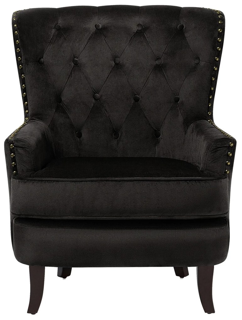 Poltrona em veludo preto VIBORG II Beliani