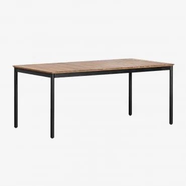 Rectangular Dining Table 160x90 Cm In Steel And Acacia Wood Artus Preto - Sklum