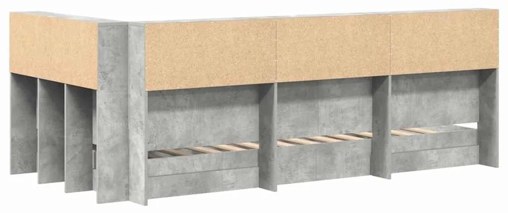 Cama de Estante Cinza Concreto 75x190 cm - Madeira Estruturada
