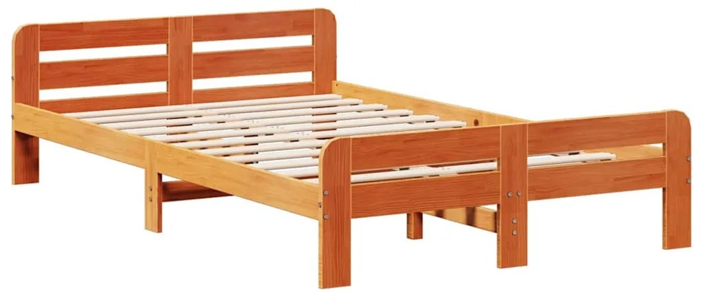 Cama sem colchão 120x190 cm madeira pinho maciça castanho-mel