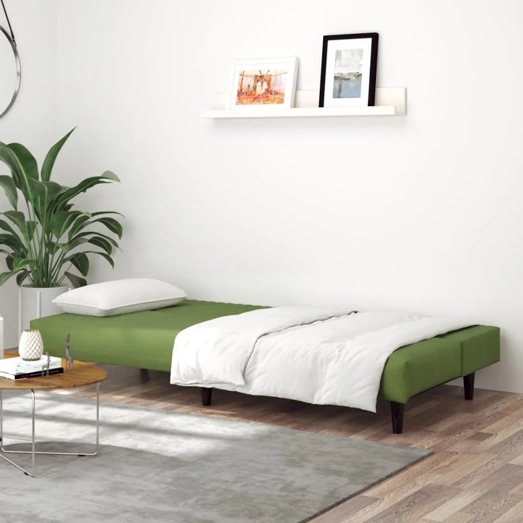 Sofá-cama de 2 lugares veludo verde-claro