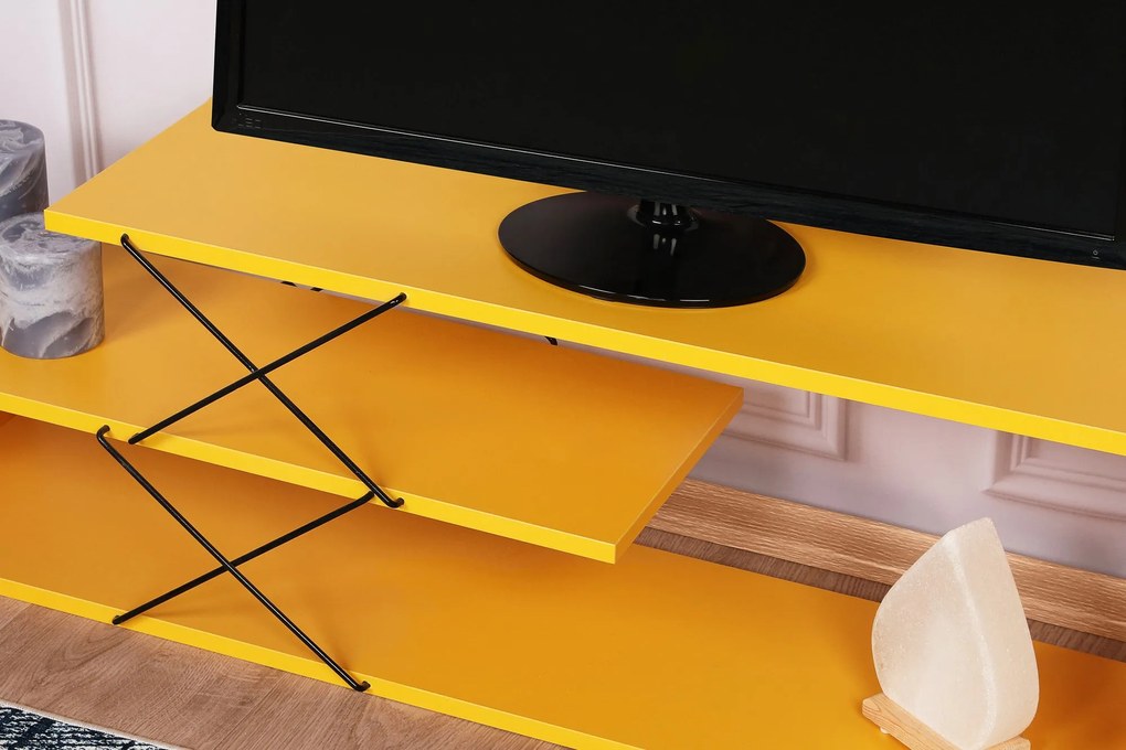Móvel TV Zigzag – Amarelo – 120x40x30 cm