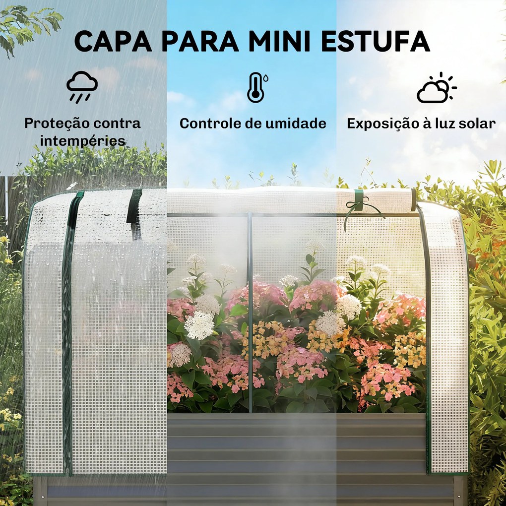 Mesa de Cultivo com Cobertura de Estufa e Prateleira Inferior 120x55x140 cm Cinzento Escuro