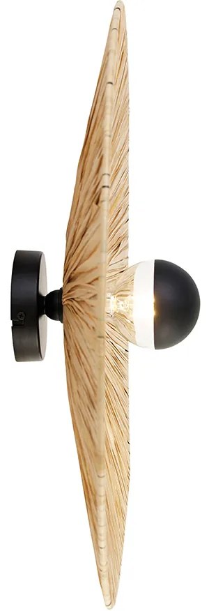 Candeeiro de parede rústico preto com corda 60 cm - Leia Rústico ,Oriental