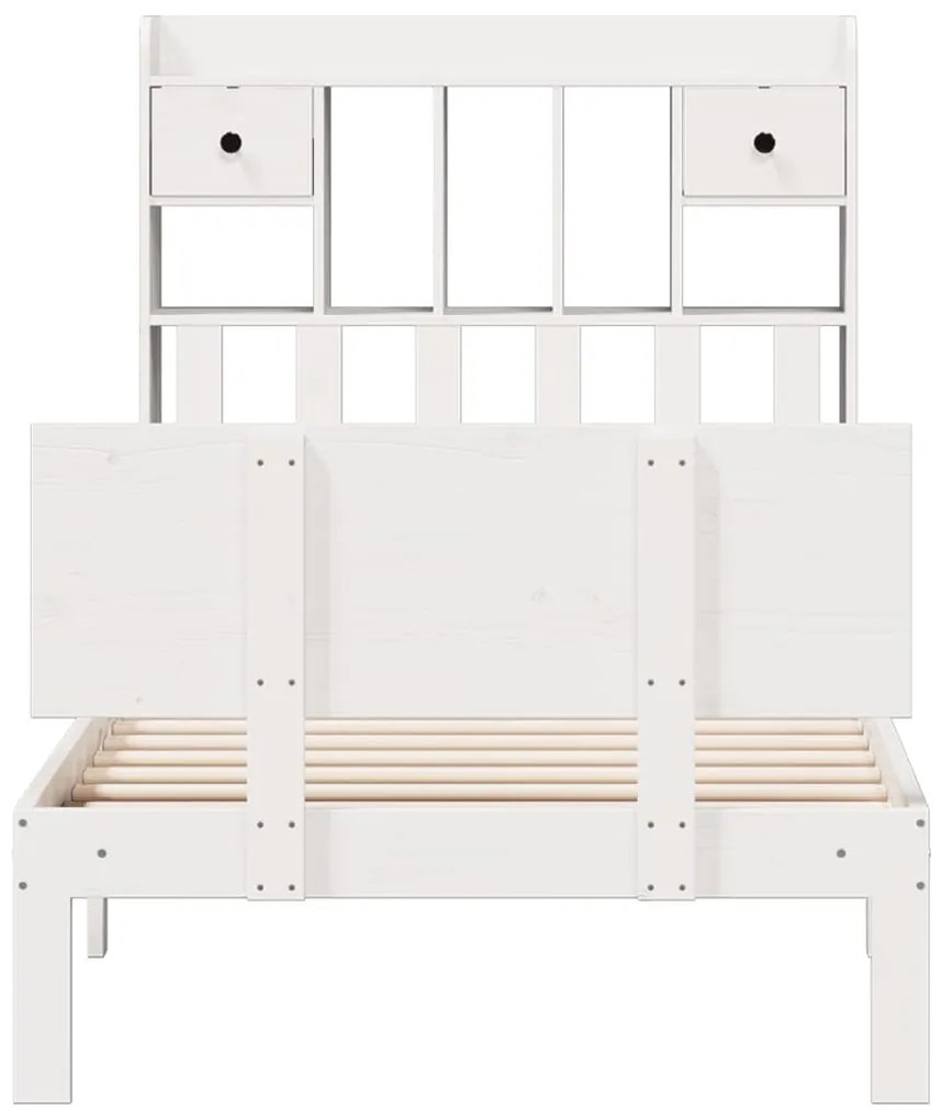 Cama com estante sem colchão 90x200 cm pinho maciço branco