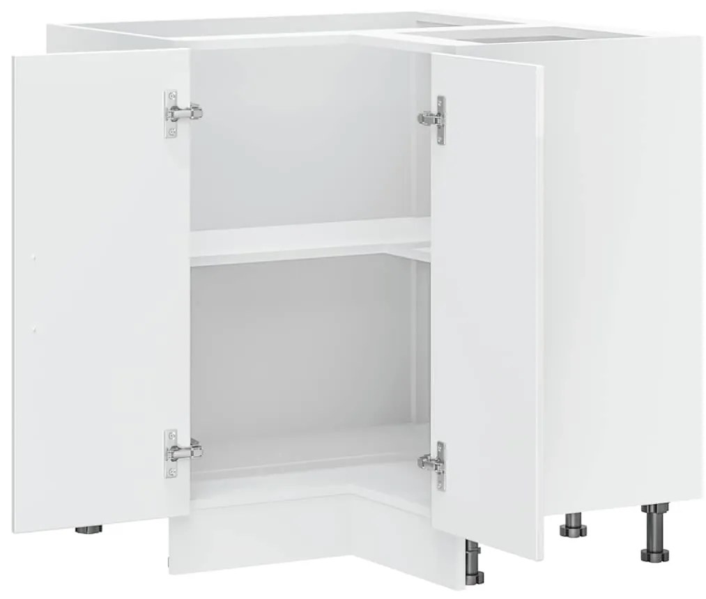 Armário base canto cozinha Lucca madeira branco brilhante