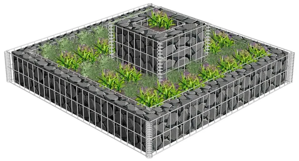 vidaXL Gabião para plantas em aço galvanizado 120x120x20 cm