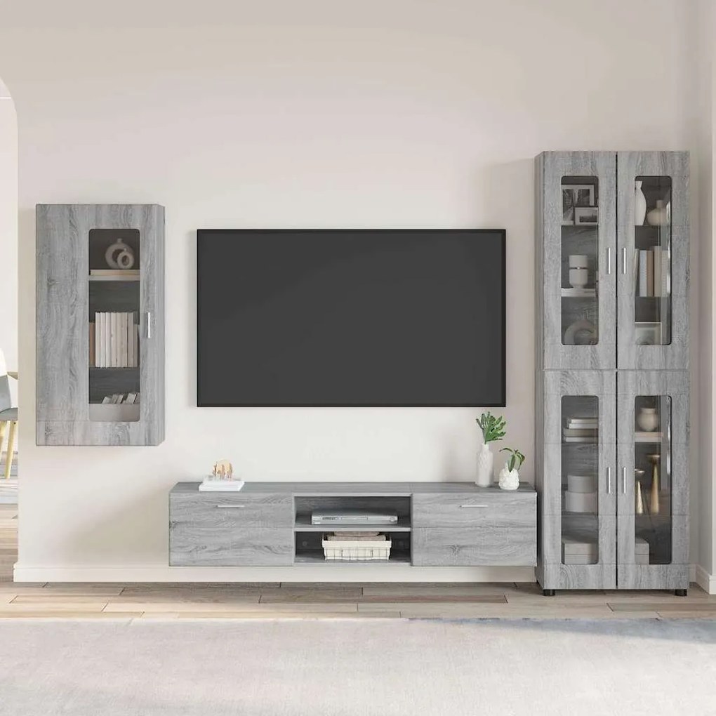 vidaXL Conjunto de móvel de TV Cinza Sonoma Madeira processada