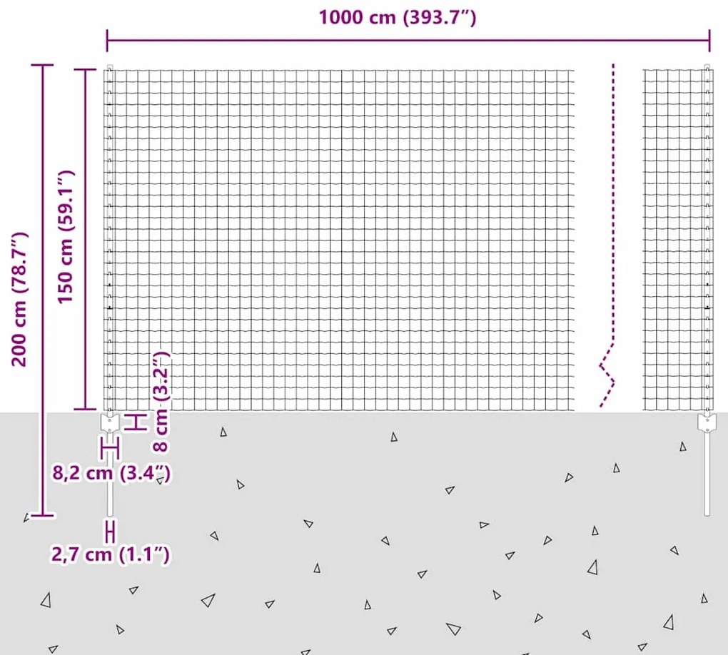 Cerca Euro com 10 Postes U Prata 1,5x10 m Aço