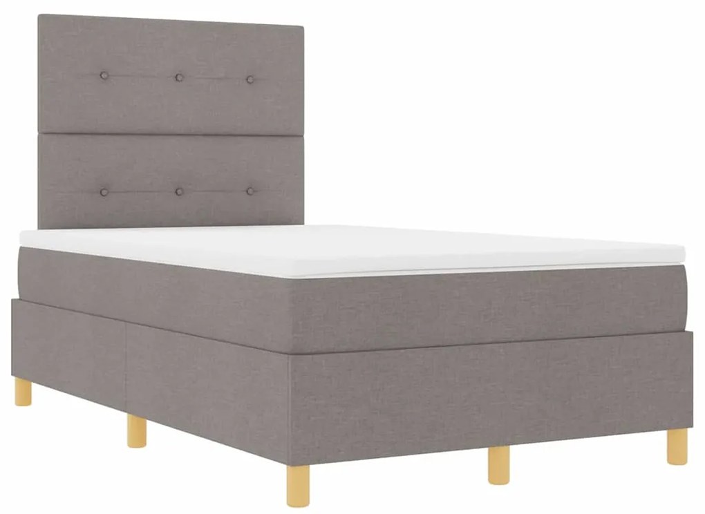 Cama Box Spring com Colchão &amp; LED Taupe 120x190 cm Tecido