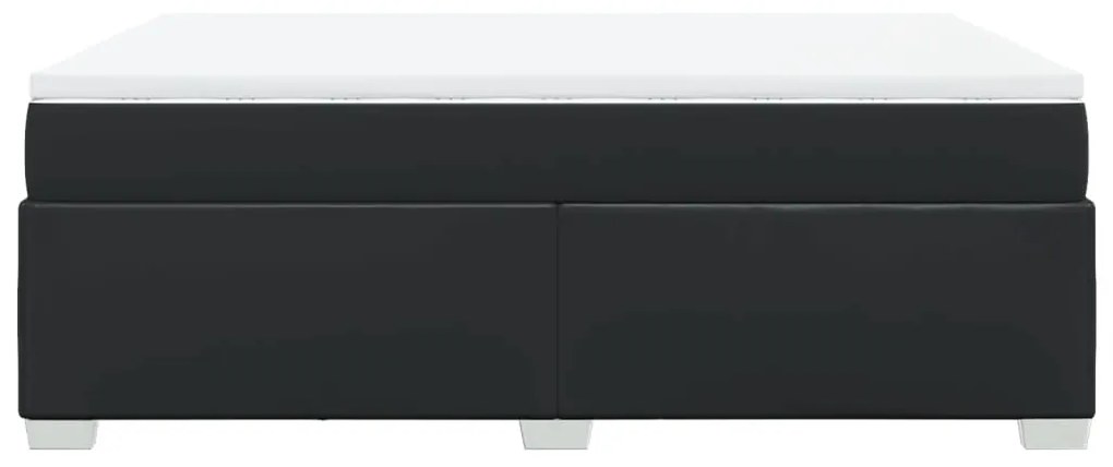 Cama com molas/colchão 140x190 cm couro artificial preto