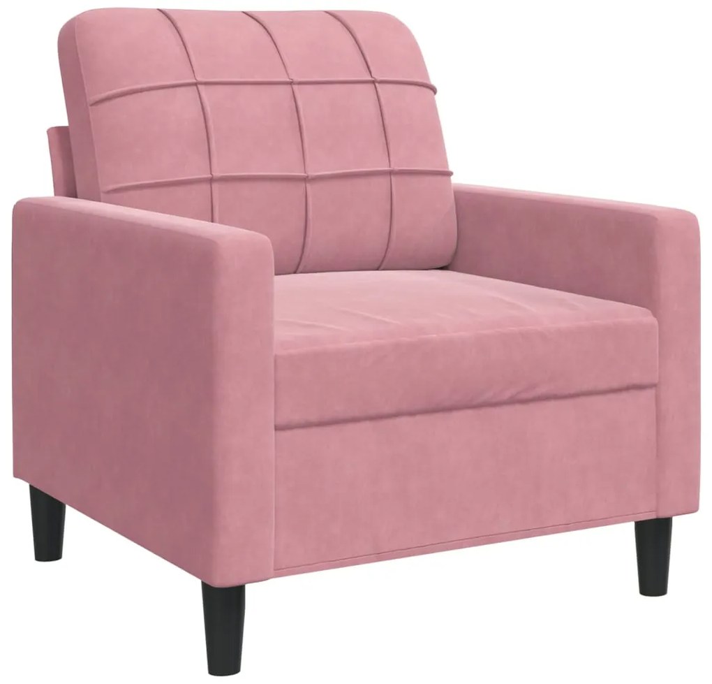 4 pcs conjunto de sofás com almofadões e rolos veludo rosa