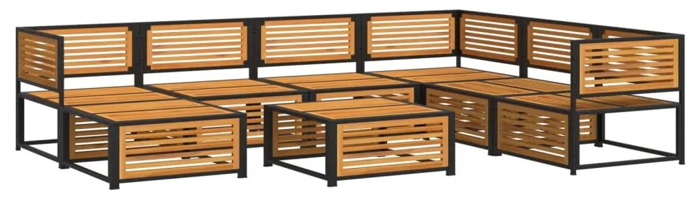 8 pcs conjunto de sofás de jardim com almofadões acácia maciça